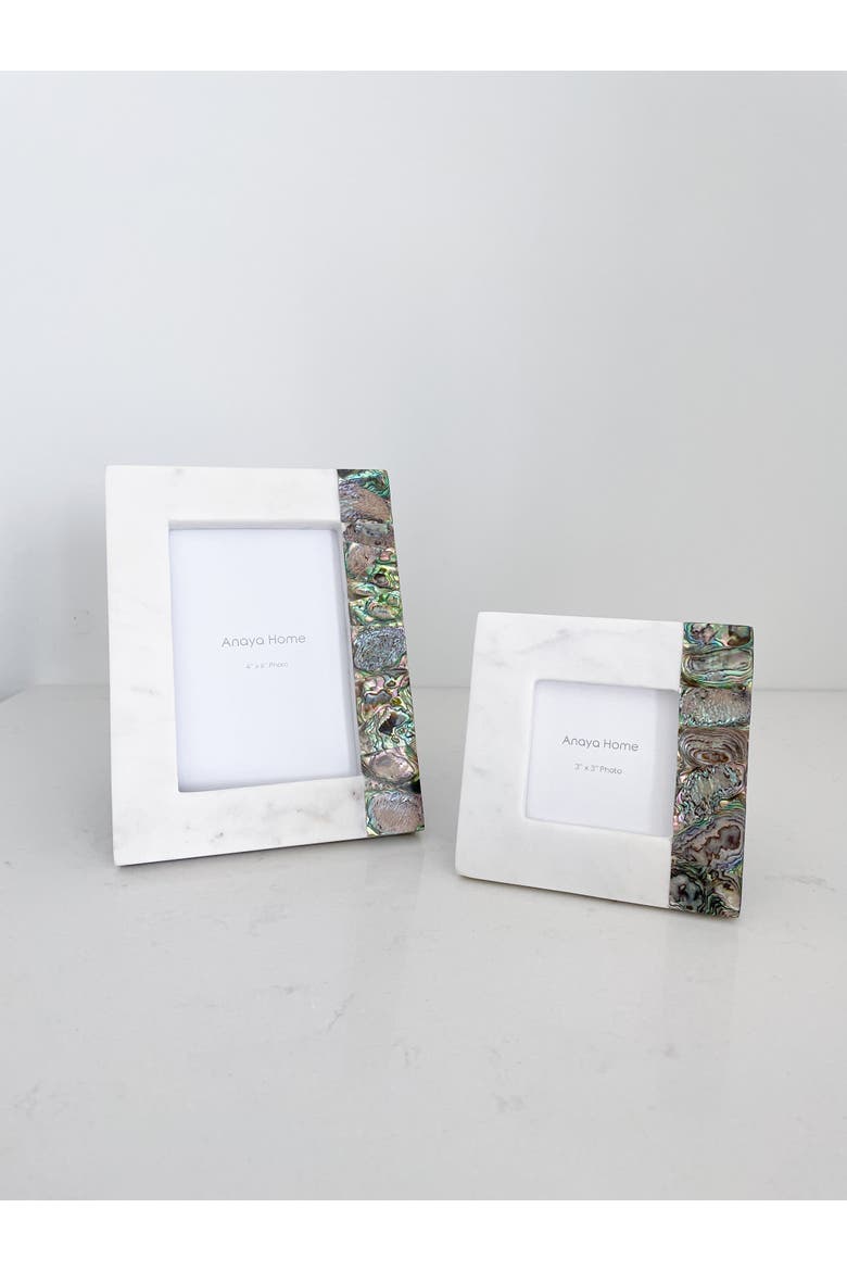 Rainbow Pearl Marble Picture Frames, Alternate, color, White