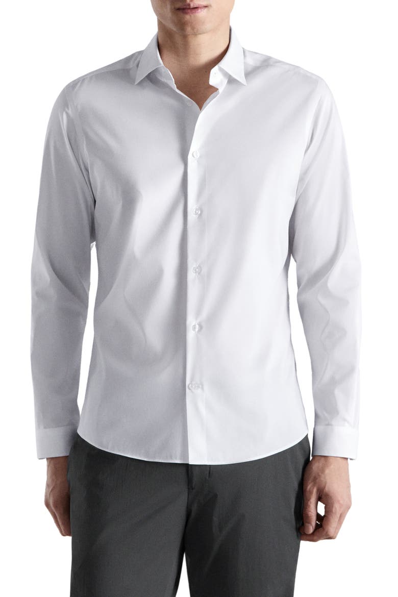 Regular Fit Stretch Cotton Blend Button-Up Shirt, Main, color, WHITE