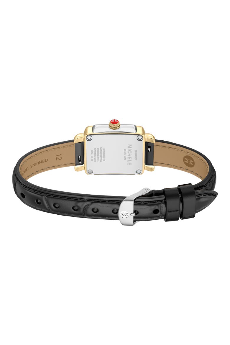 Deco Madison Mini Two-Tone Leather Strap Watch, Alternate, color, BLACK