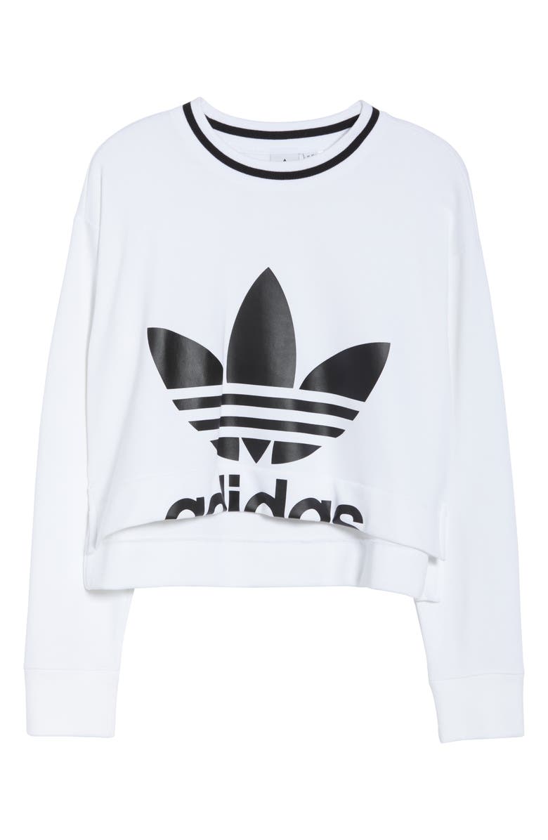 adidas Originals Crop Logo Graphic Sweater, Alternate, color,