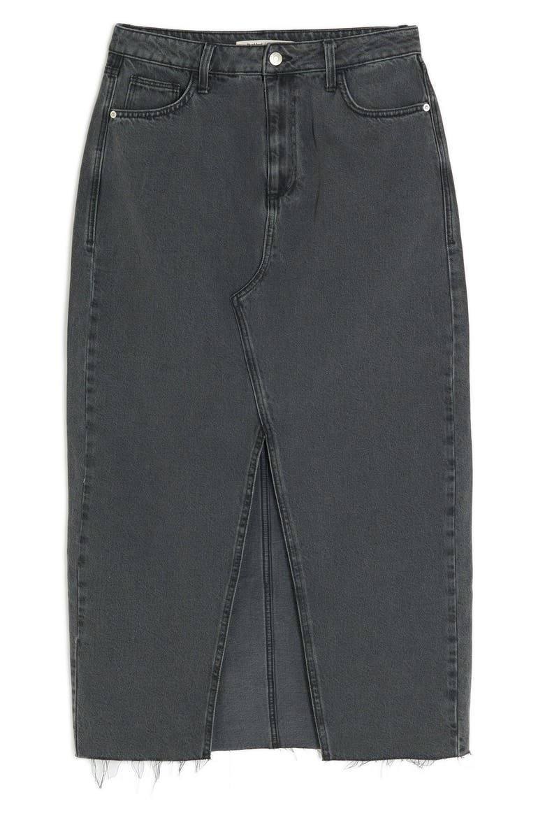 Front Slit Denim Maxi Skirt, Alternate, color, GREY
