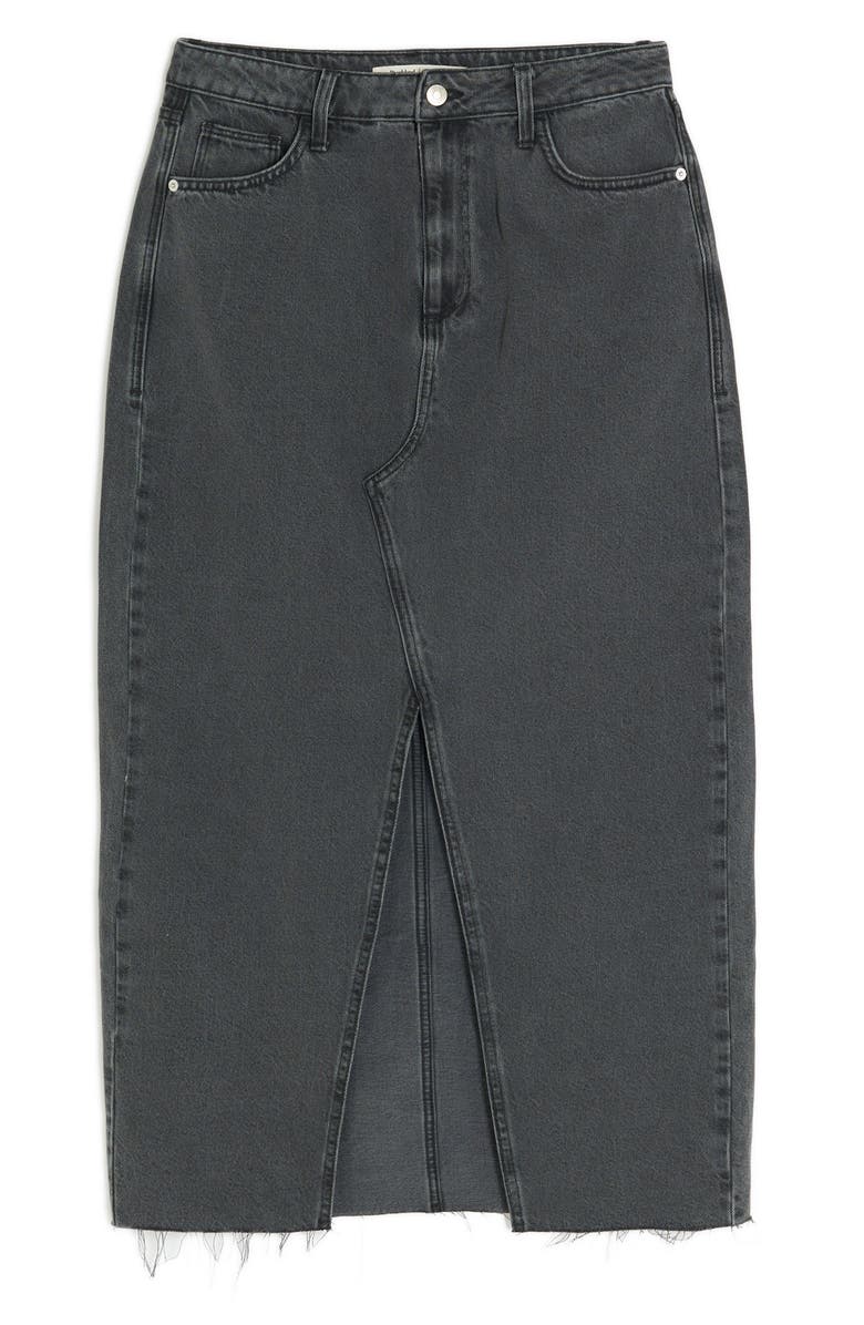 River Island Front Slit Denim Maxi Skirt, Alternate, color, Grey