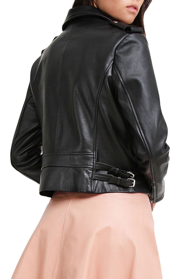 Just Friends Leather Jacket, Alternate, color, BLACK