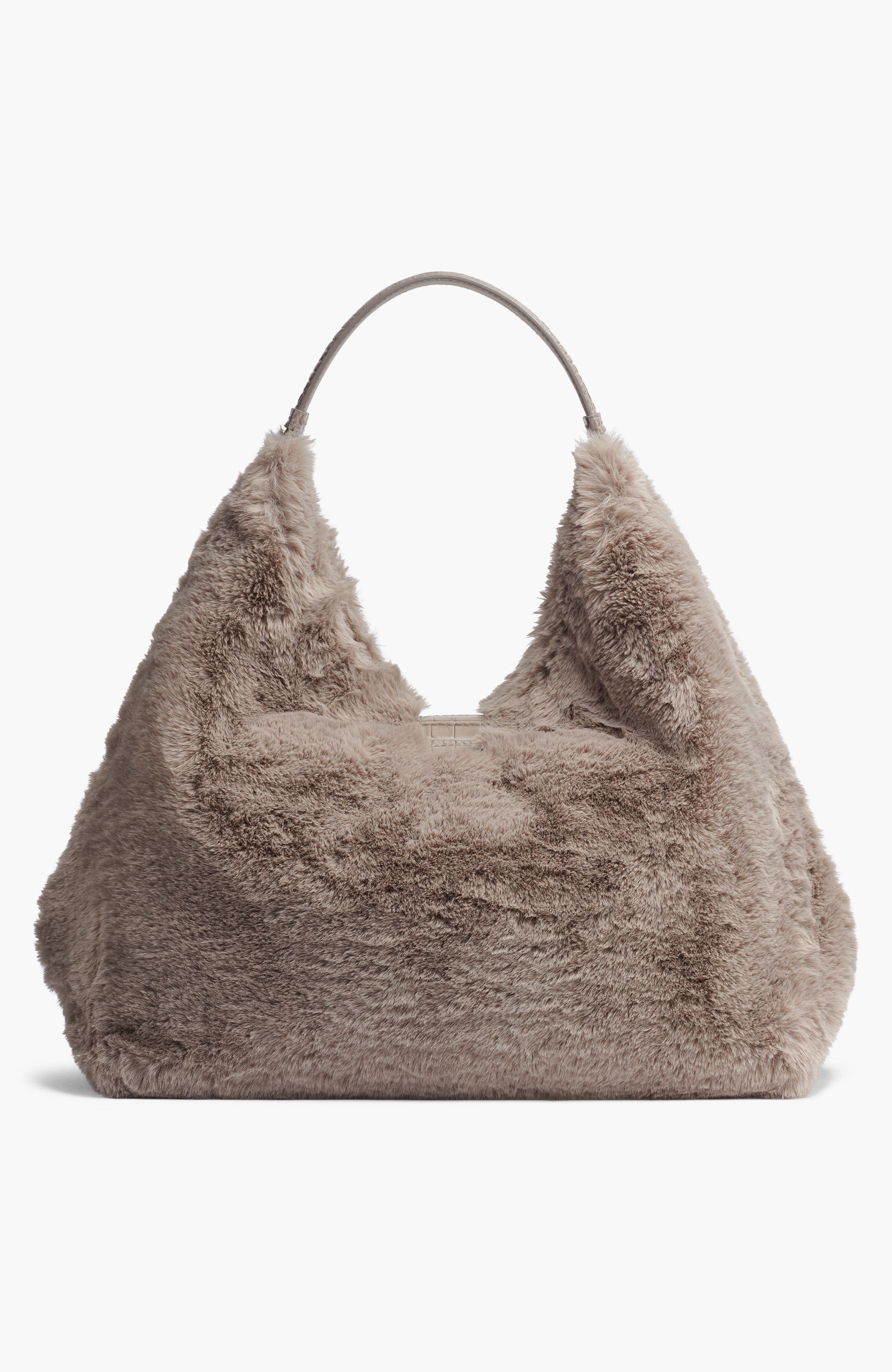 Donna Karan New York Percale Faux Fur Sm Shoulder, Alternate, color, Cloud