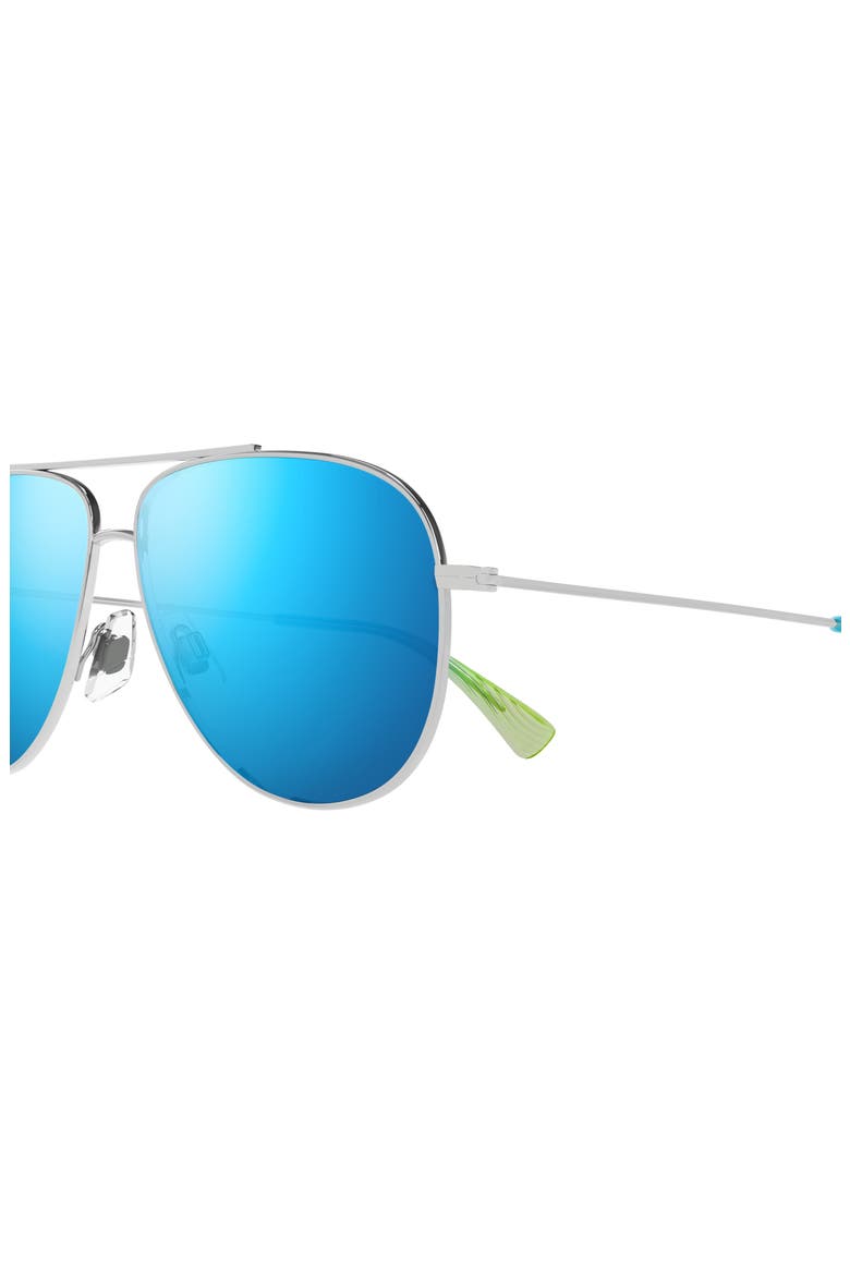 Hauoli XL 62mm Polarized Oversize Aviator Sunglasses, Alternate, color, SILVER/ BLUE HAWAII