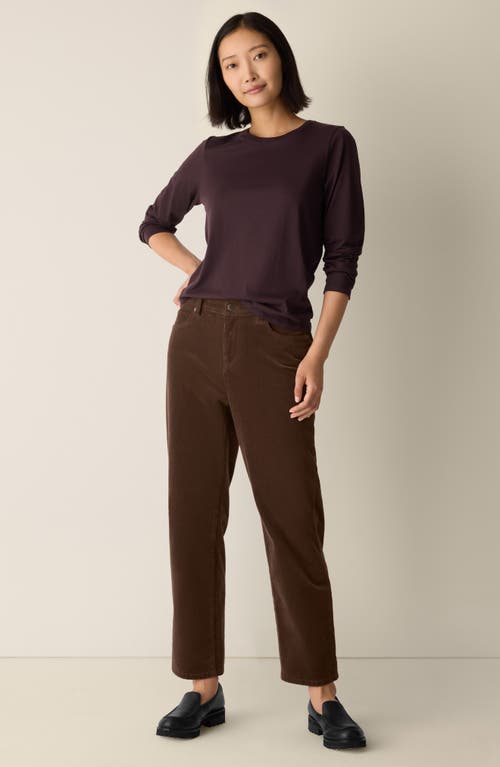 Eileen Fisher Organic Pima Cotton Jersey Long-sleeve Tee In Purple