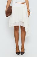Princess Polly Ophella Tie Waist Tiered Asymmetric Chiffon Midi Skirt