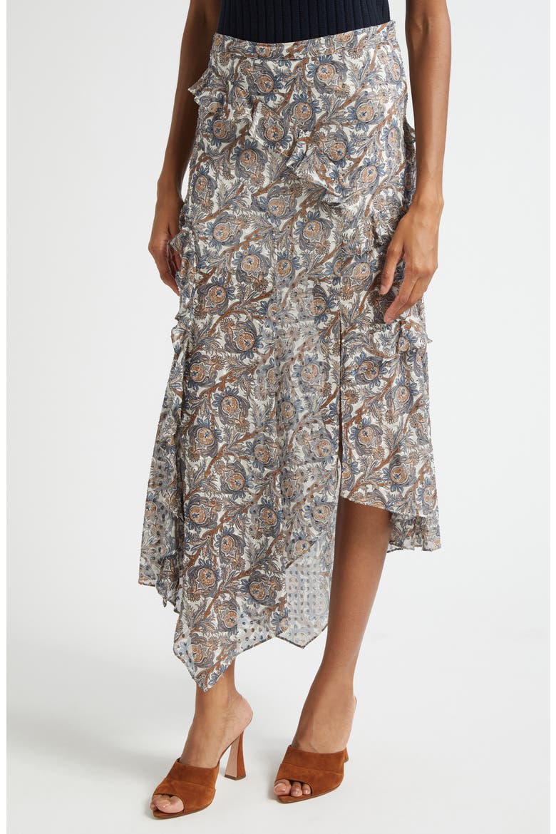 Eleonora Paisley Silk Blend Asymmetric Skirt, Alternate, color, DOVE MULTI