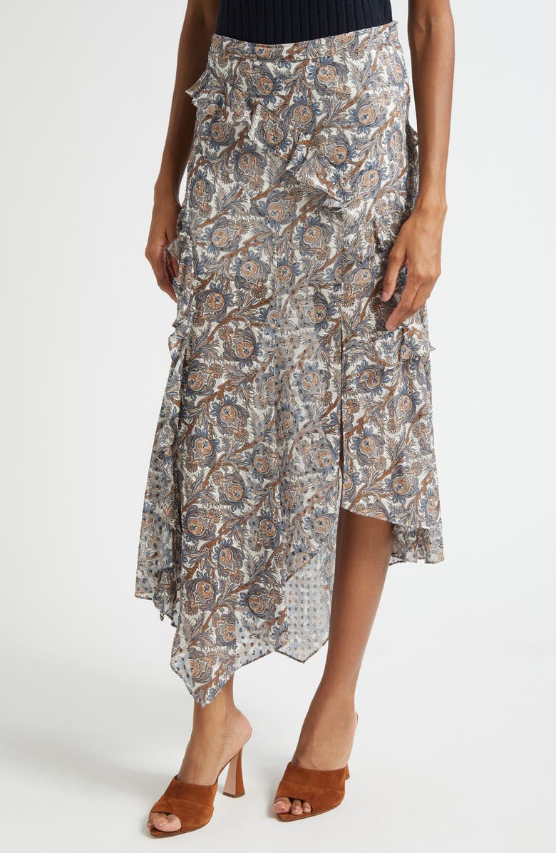 Veronica Beard Eleonora Paisley Silk Blend Asymmetric Skirt, Alternate, color, Dove Multi