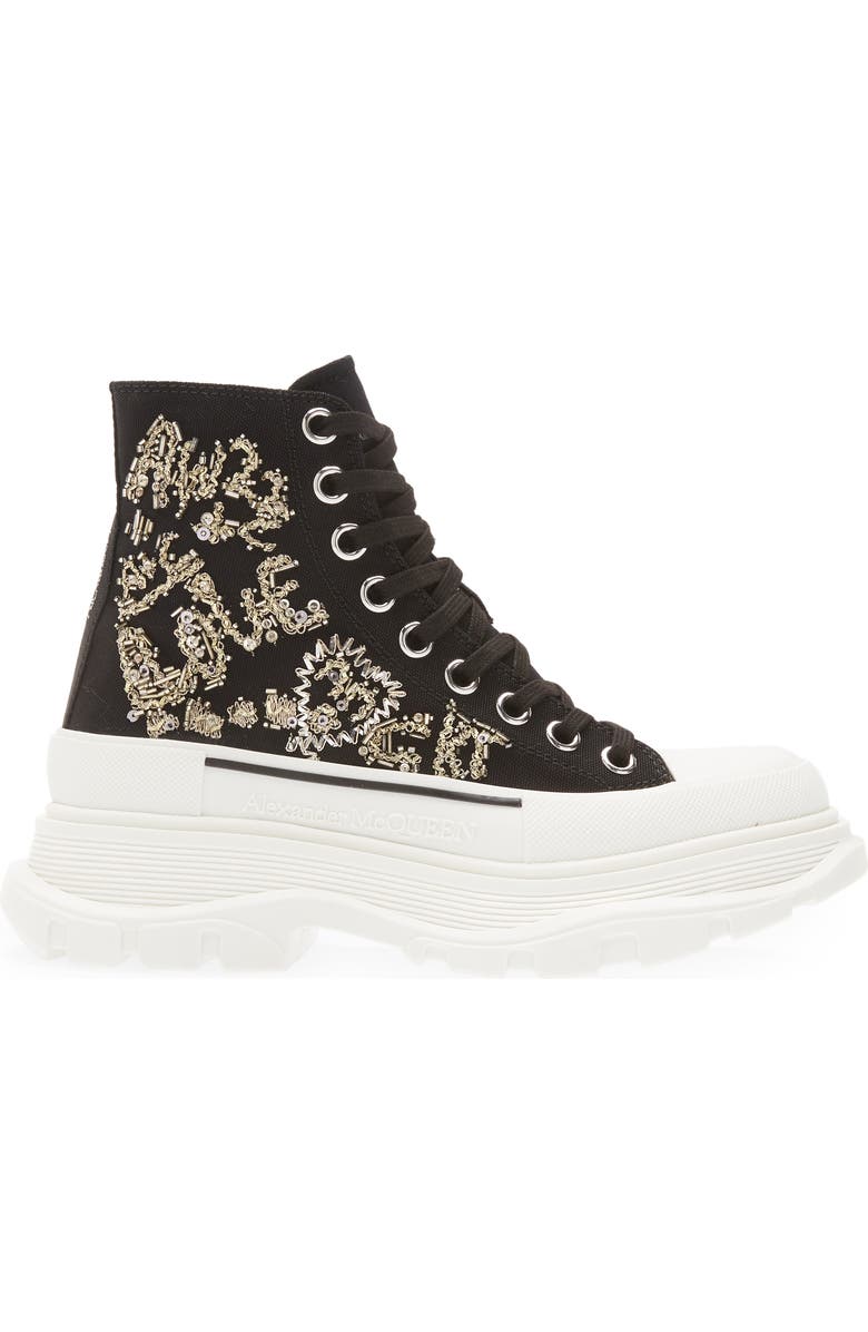 McQueen Tread Slick Embroidered Graffiti High Top Sneaker, Alternate, color,