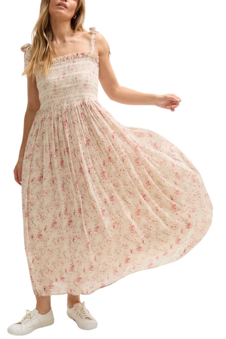Annie Smocked Print Maxi Dress, Alternate, color, Pink