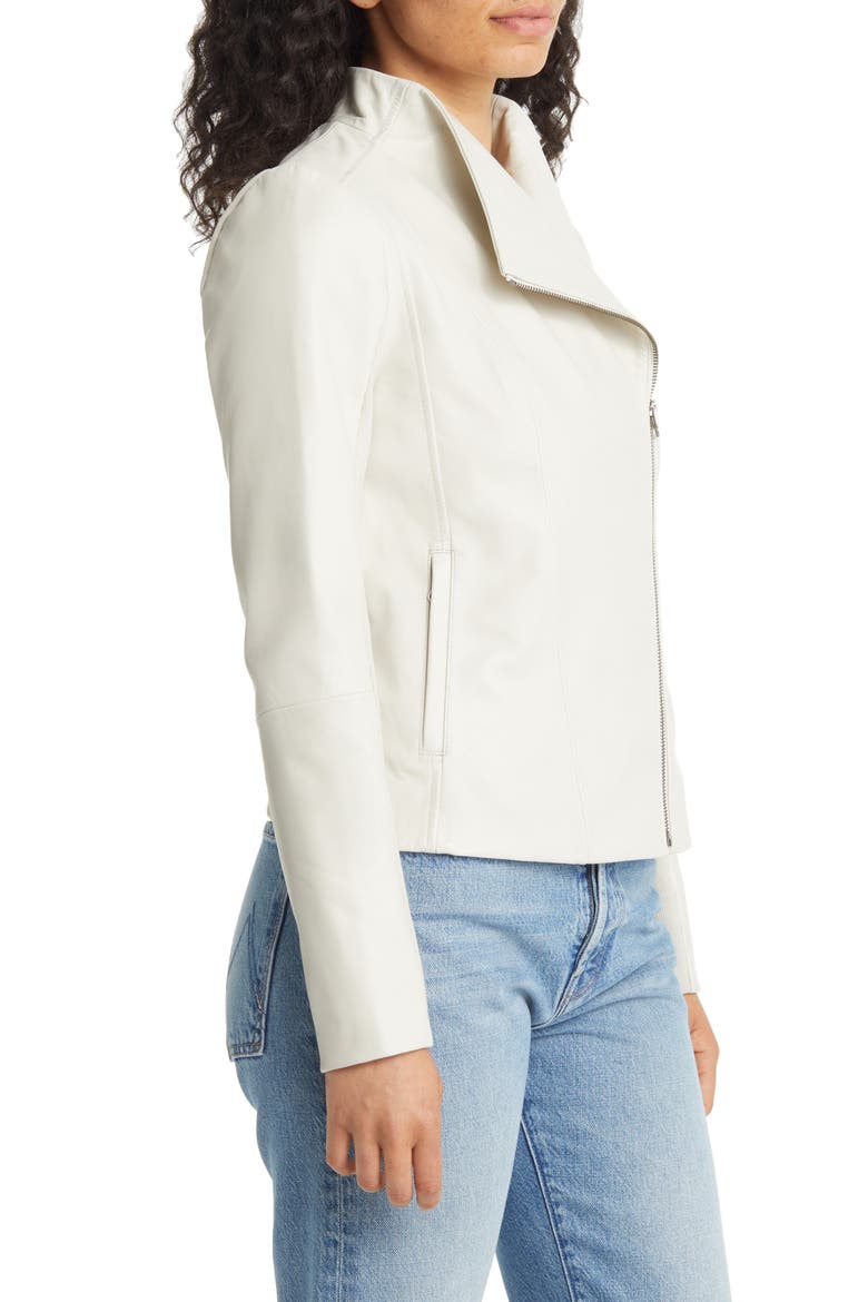 Leather Moto Jacket, Alternate, color, BEIGE RAINY DAY