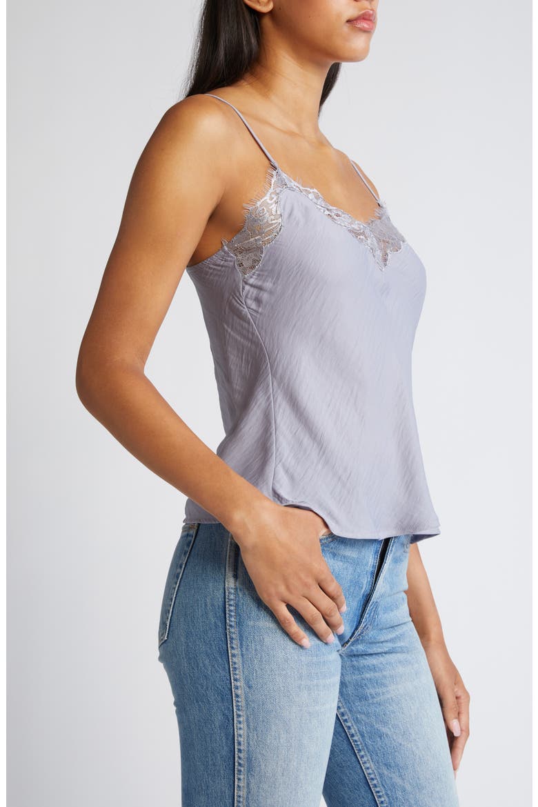 Lace Trim Satin Camisole, Alternate, color, BLUE
