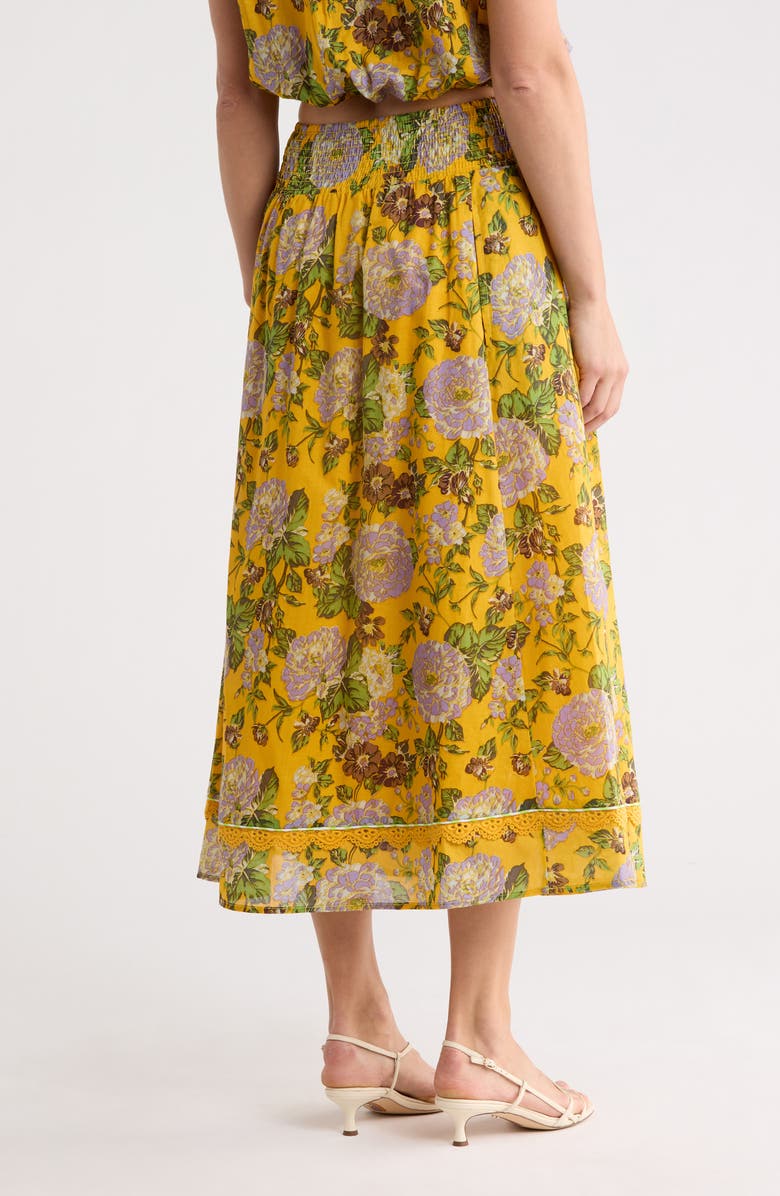 ELIE ELIE TAHARI Floral Pull-On Skirt, Alternate, color, Golden Floral Print
