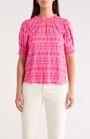 SUGARLIPS Mirany Ikat Bindy Puff Sleeve Top