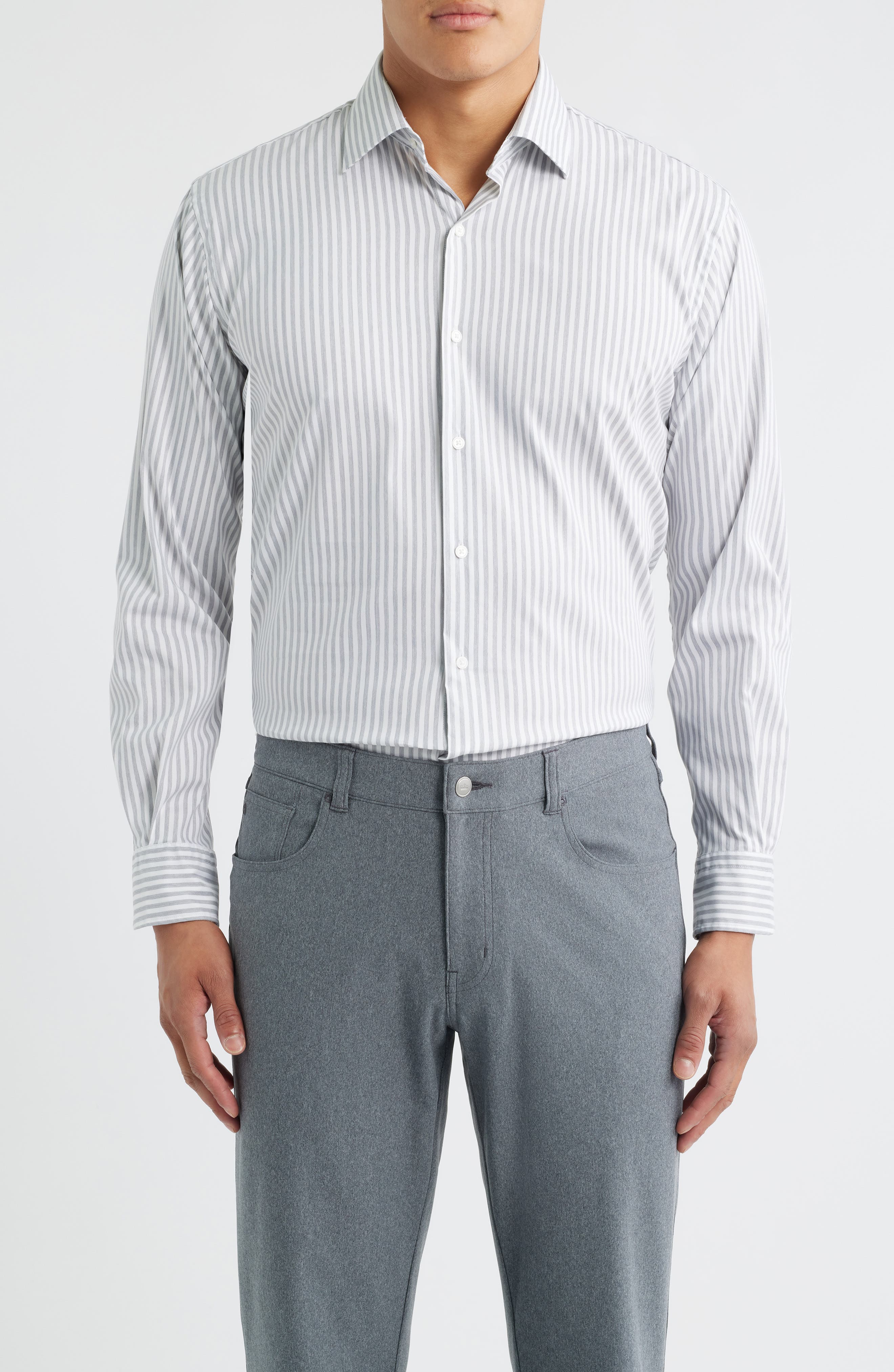 Peter Millar Cannon Crown Lite Stripe Performance Twill Button-Up Shirt