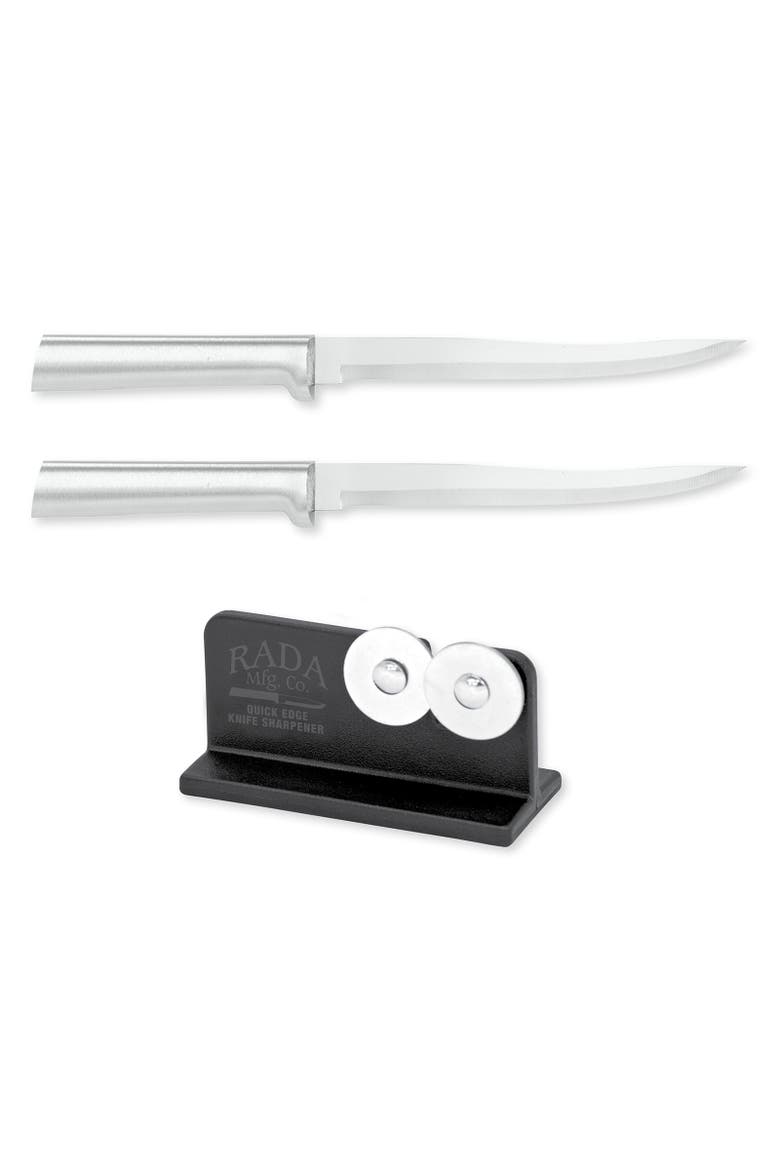 Cutlery 6.625 Carver Boning Knife Set of 2 & Quick Edge Knife Sharpener, Main, color, Silver