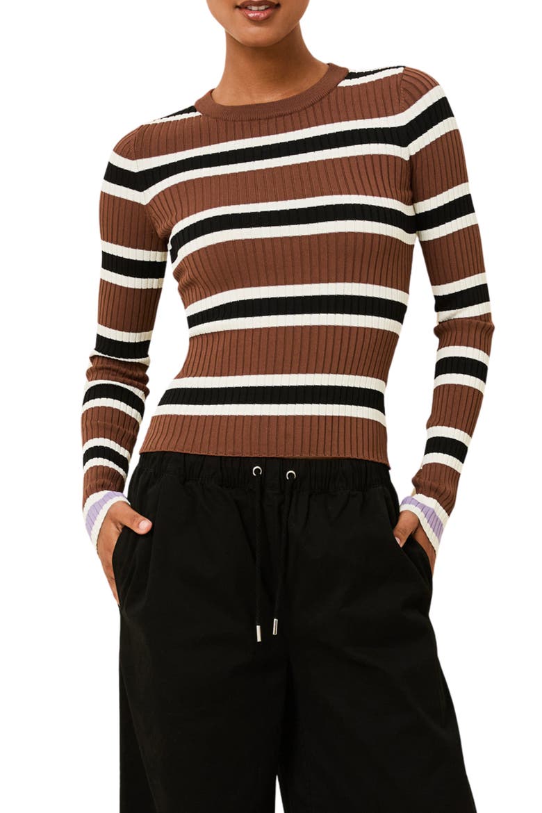 The Dora Rib Stripe Top, Main, color, COCONUT STRIPE