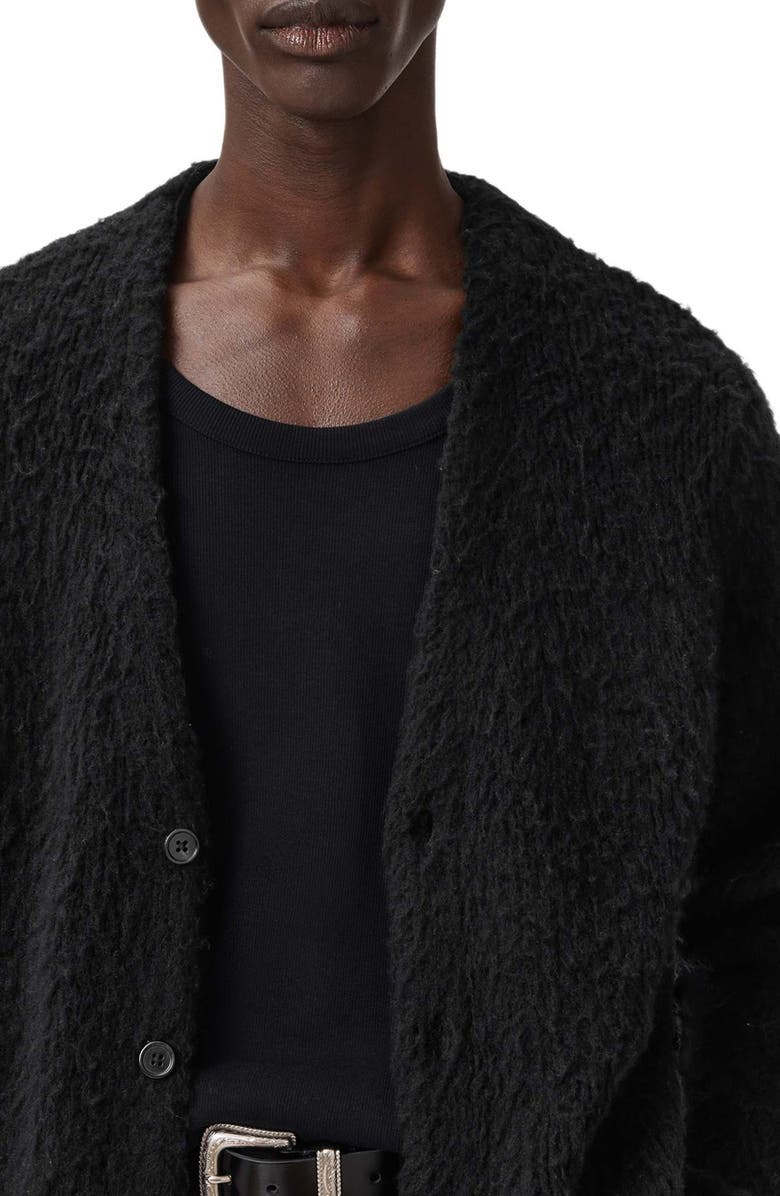 AllSaints Tobie Merino Wool Blend Cardigan, Alternate, color, Black