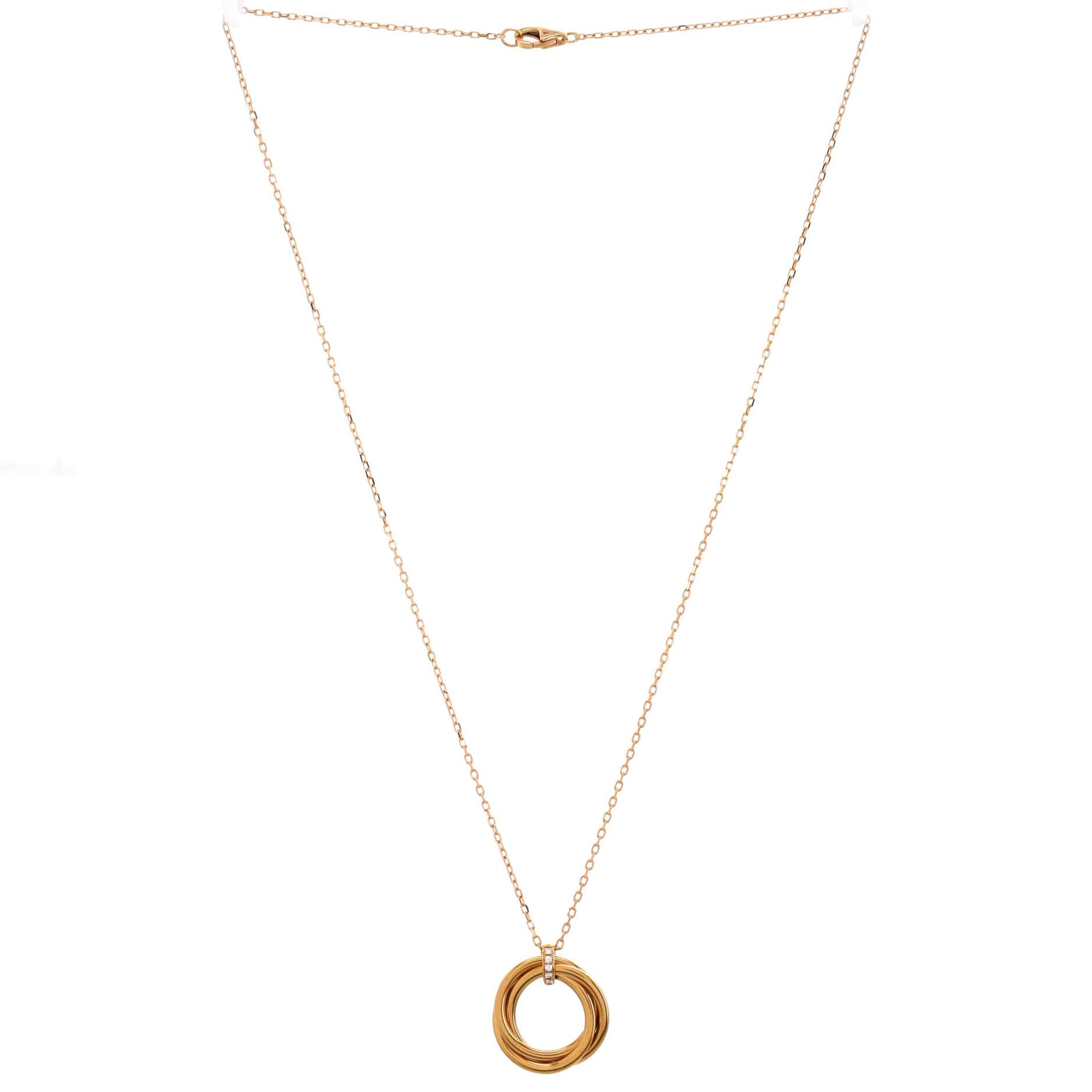 Trinity Pendant Necklace 18K Yellow Gold and Diamonds, Alternate, color, Metallic Gold