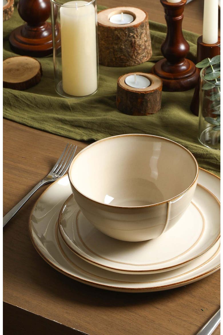 Infinity Stoneware 12-Piece Dinnerware Set, Alternate, color, Beige