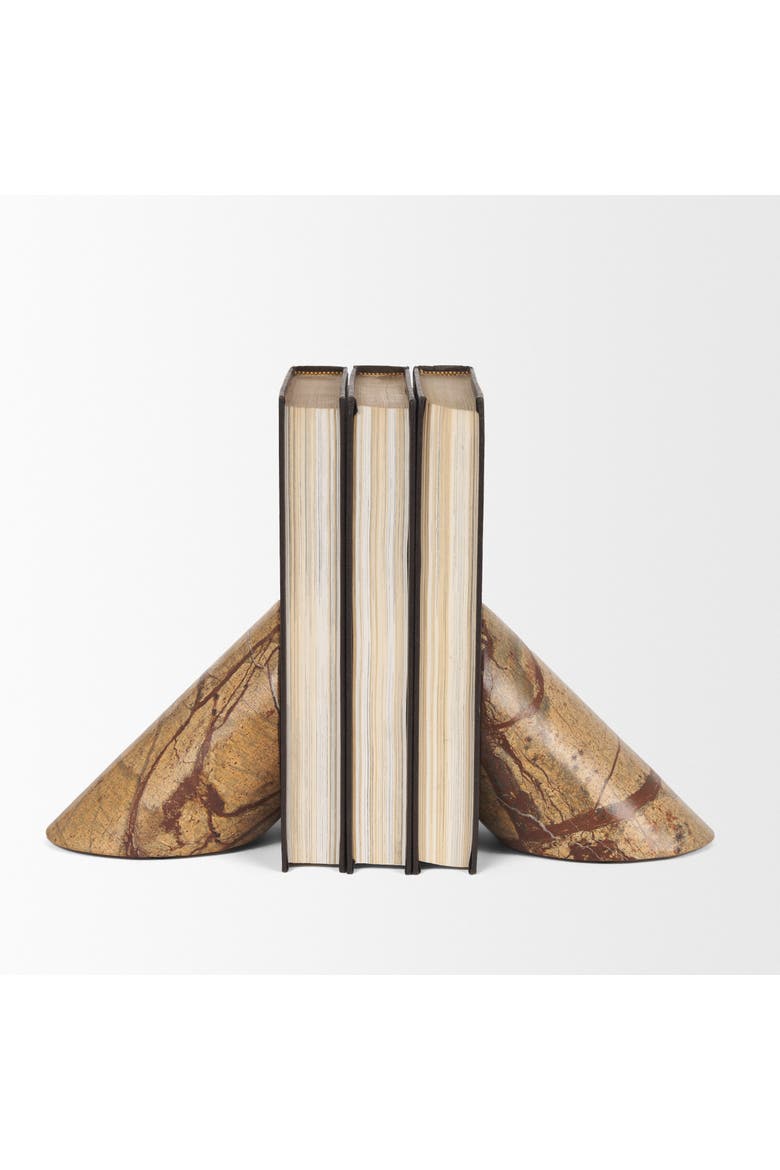 Rahima Forest Marble Angled Bookends, Alternate, color, Brown