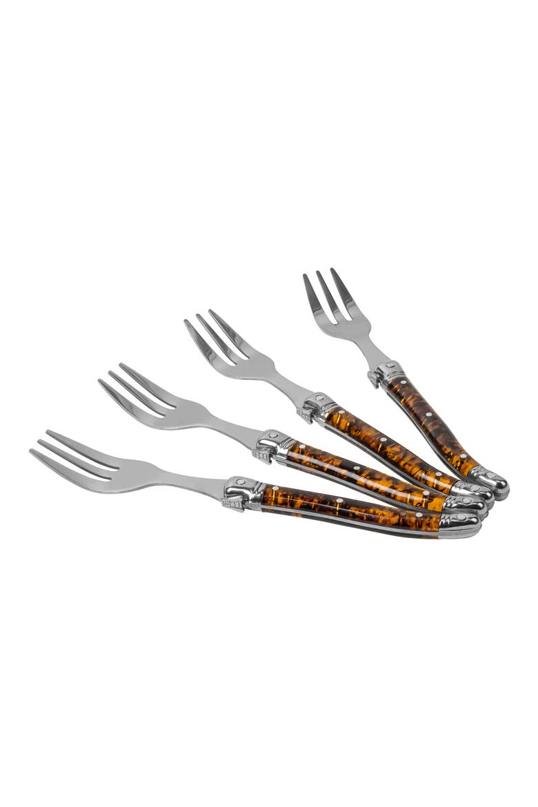 Laguiole 4-Piece Cake Fork Set, Main, color, TORTOISE SHELL