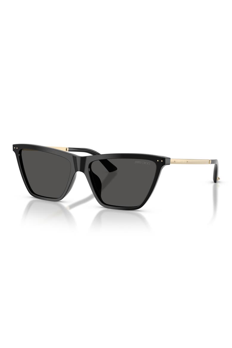 56mm Cat Eye Sunglasses, Alternate, color, BLACK / DARK GREY