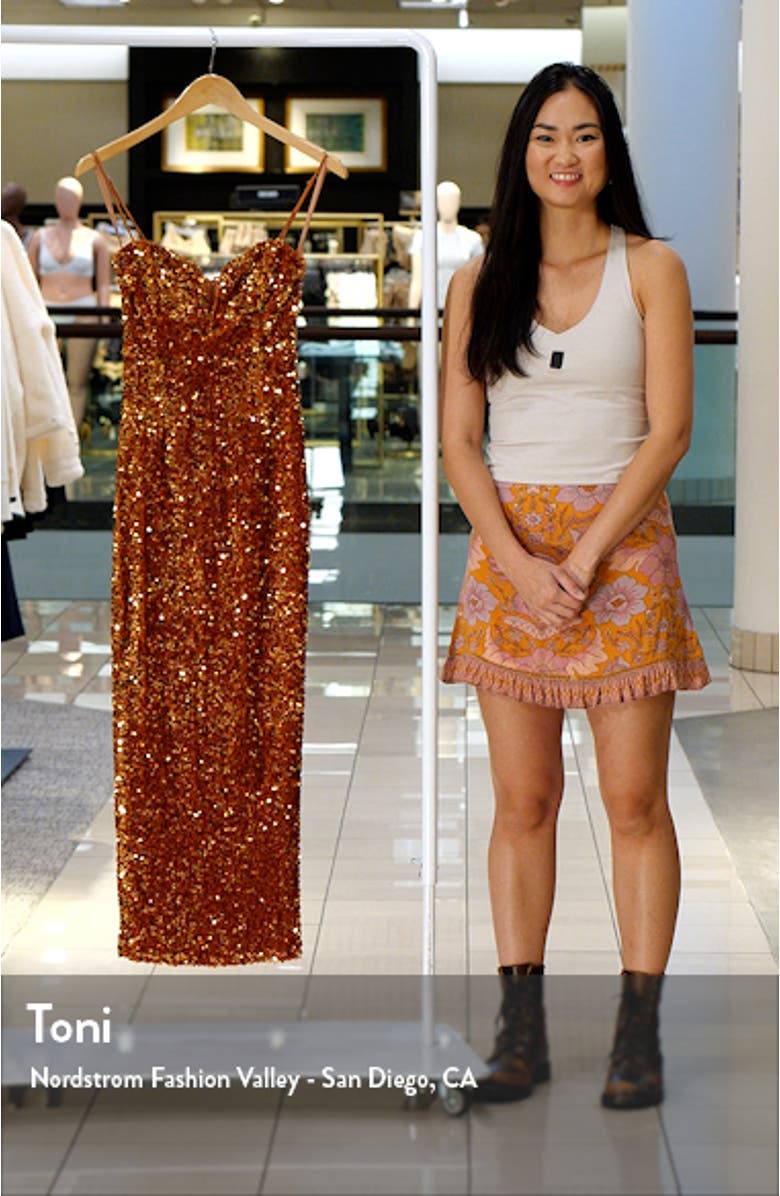 Kailee Sequin Plunge Neck Cocktail Midi Dress, sales video thumbnail