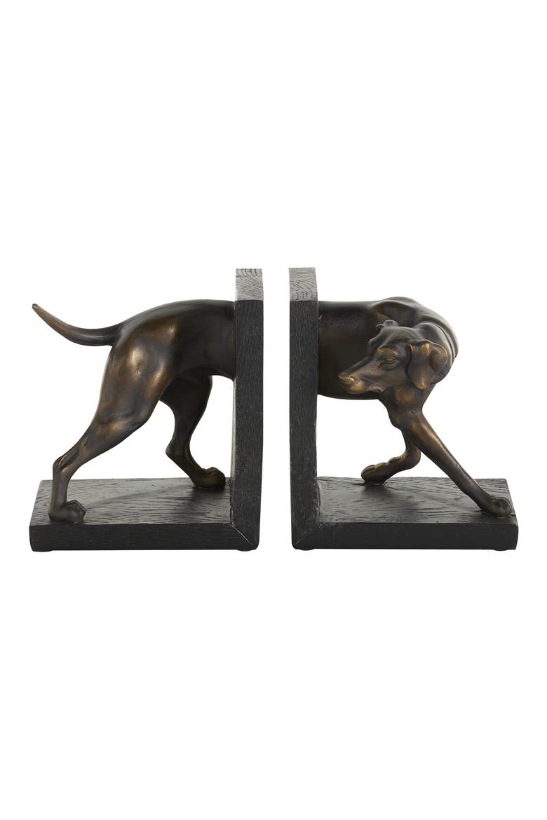 Greyhound Set of 2 Polystone Bookends, Main, color, BLACK