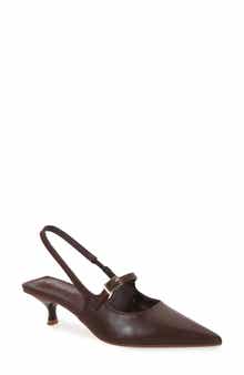 BERNESS Corrie Pointed Toe Buckle Slingback Kitten Heel Pump