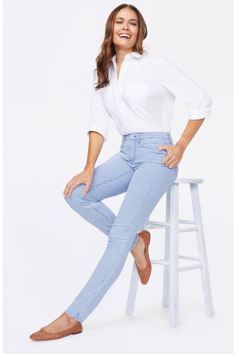 Alina Pinstripe High Waist Stretch Skinny Jeans, Alternate, color, TRELLA