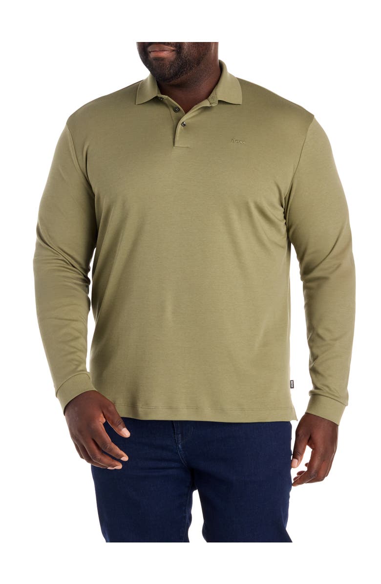BOSS Big & Tall Pado Long-Sleeve Polo Shirt, Alternate, color, Medium Green