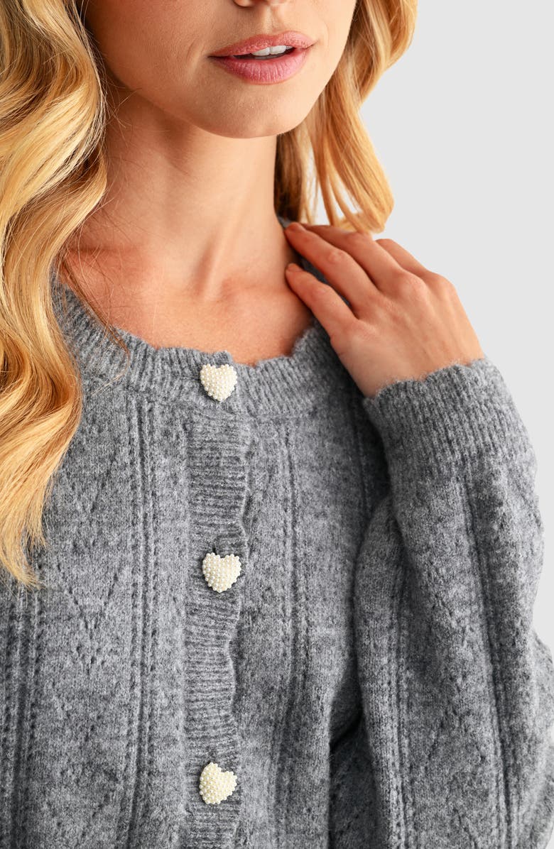 Heart Button Pointelle Cardigan