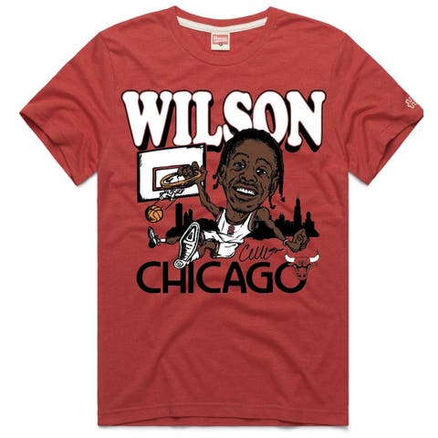 Unisex Homage Caleb Wilson Red Chicago Bulls Rookie Tri-Blend T-Shirt