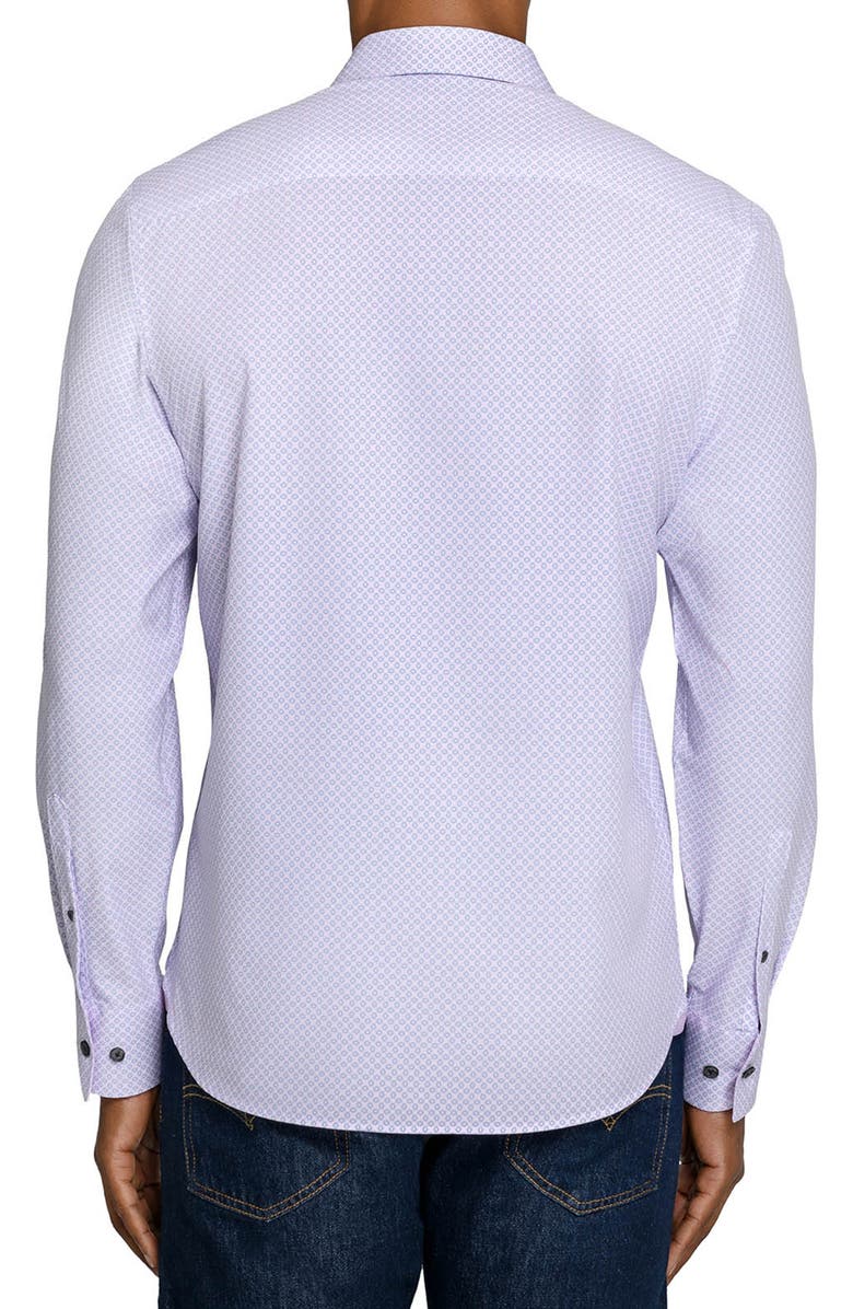 CONSTRUCT Slim Fit Diamond Geo Woven Long Sleeve Basic Shirt, Alternate, color, White/Pink