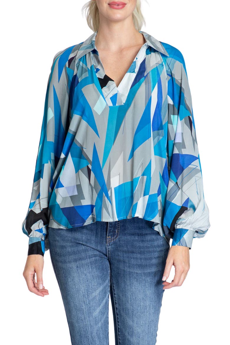 Half Placket Top, Main, color, BLUE MULTI