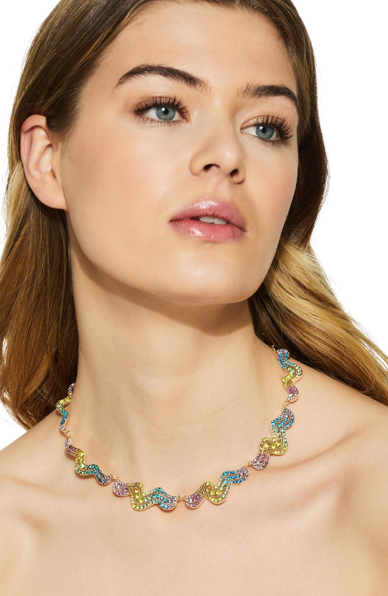 Kurt Geiger London Rainbow Wave Collar Necklace, Alternate, color, Gold/ Multi