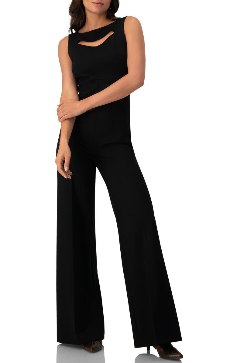 IVONNE Sleeveless Round Neck Jumpsuit, Alternate, color, Black