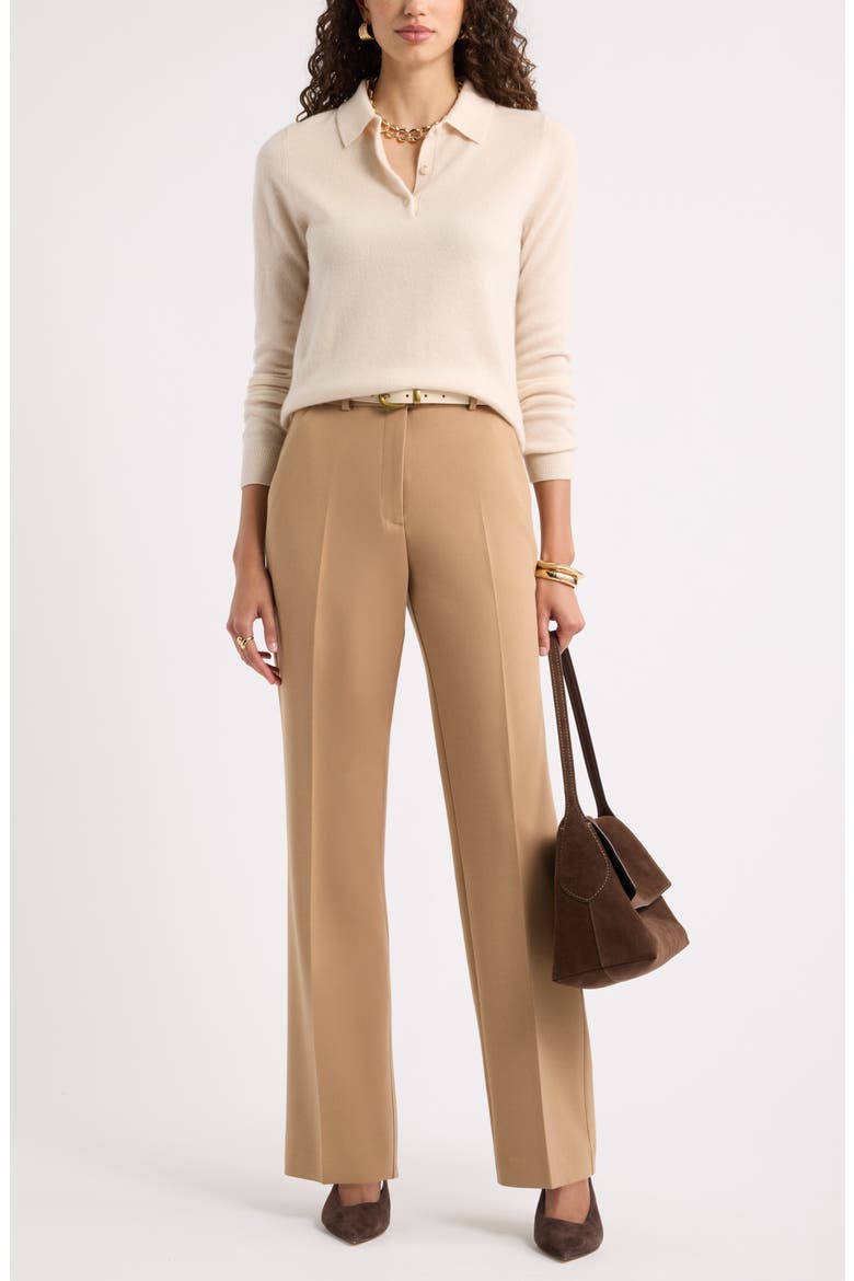 Cashmere Polo Sweater, Alternate, color, BEIGE BEACH