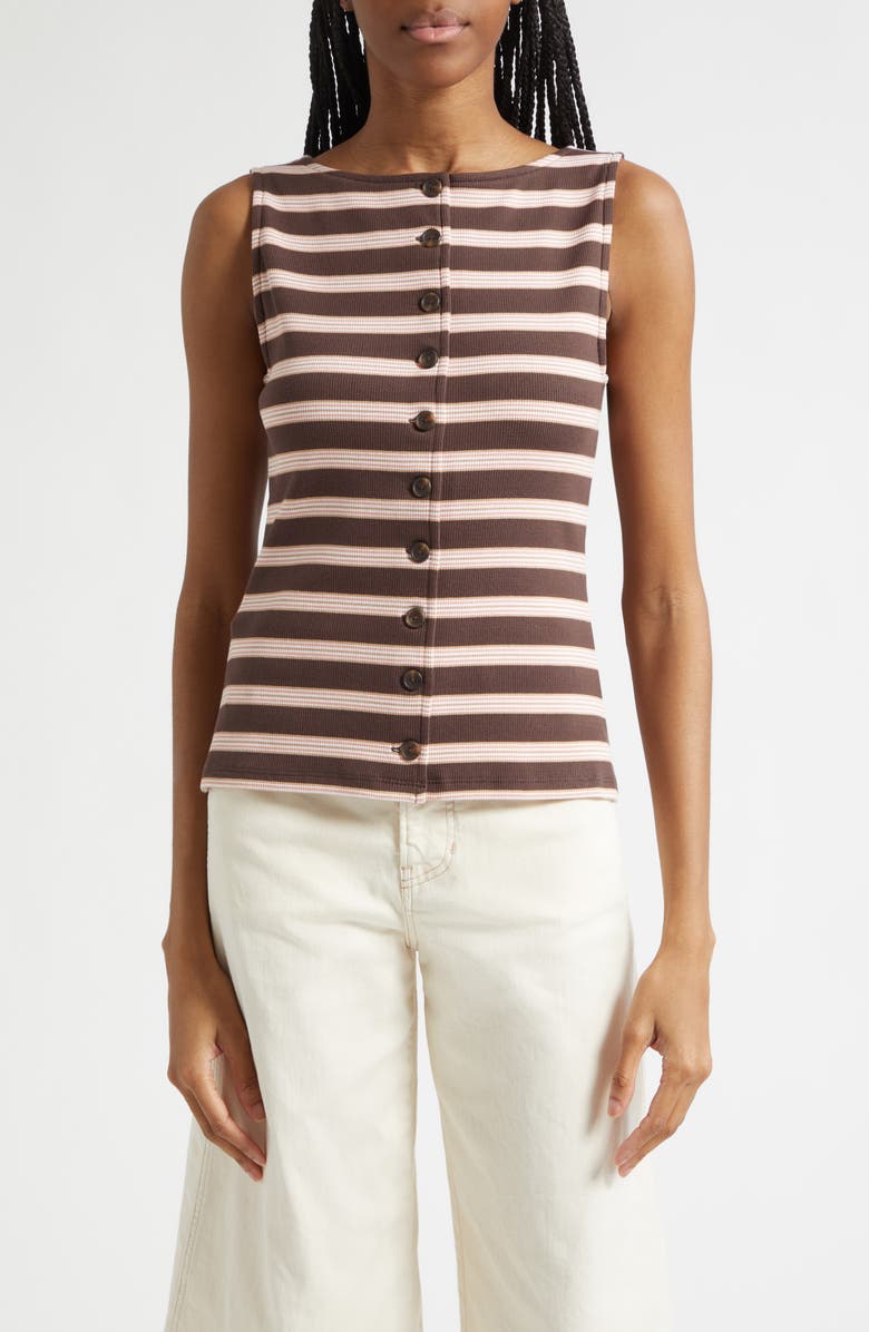 Veronica Beard Uma Stripe Vest, Main, color, Brown Stripe