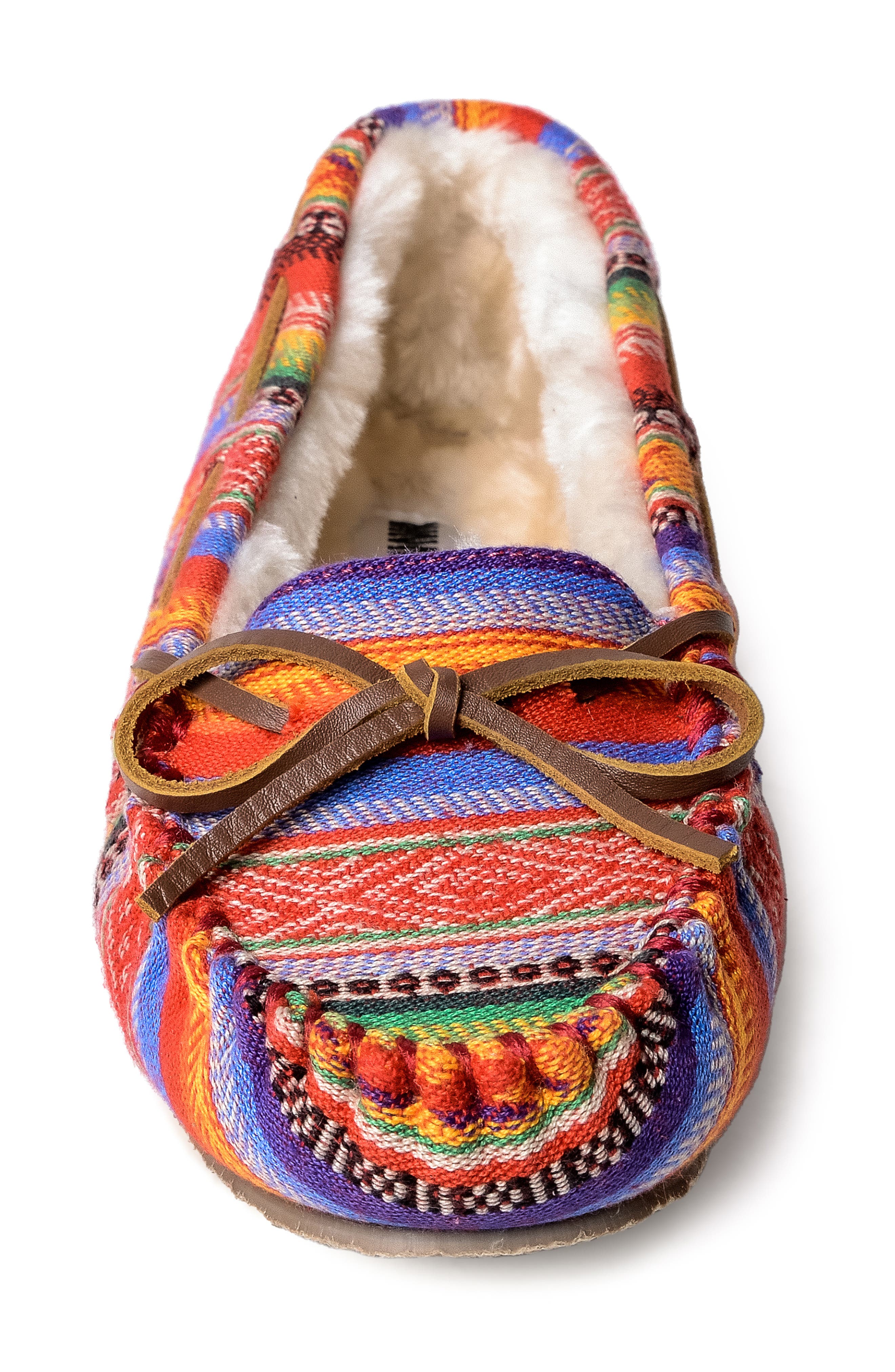 Minnetonka Cally Faux Fur Lined Slipper, Alternate, color, Frisco Stripe