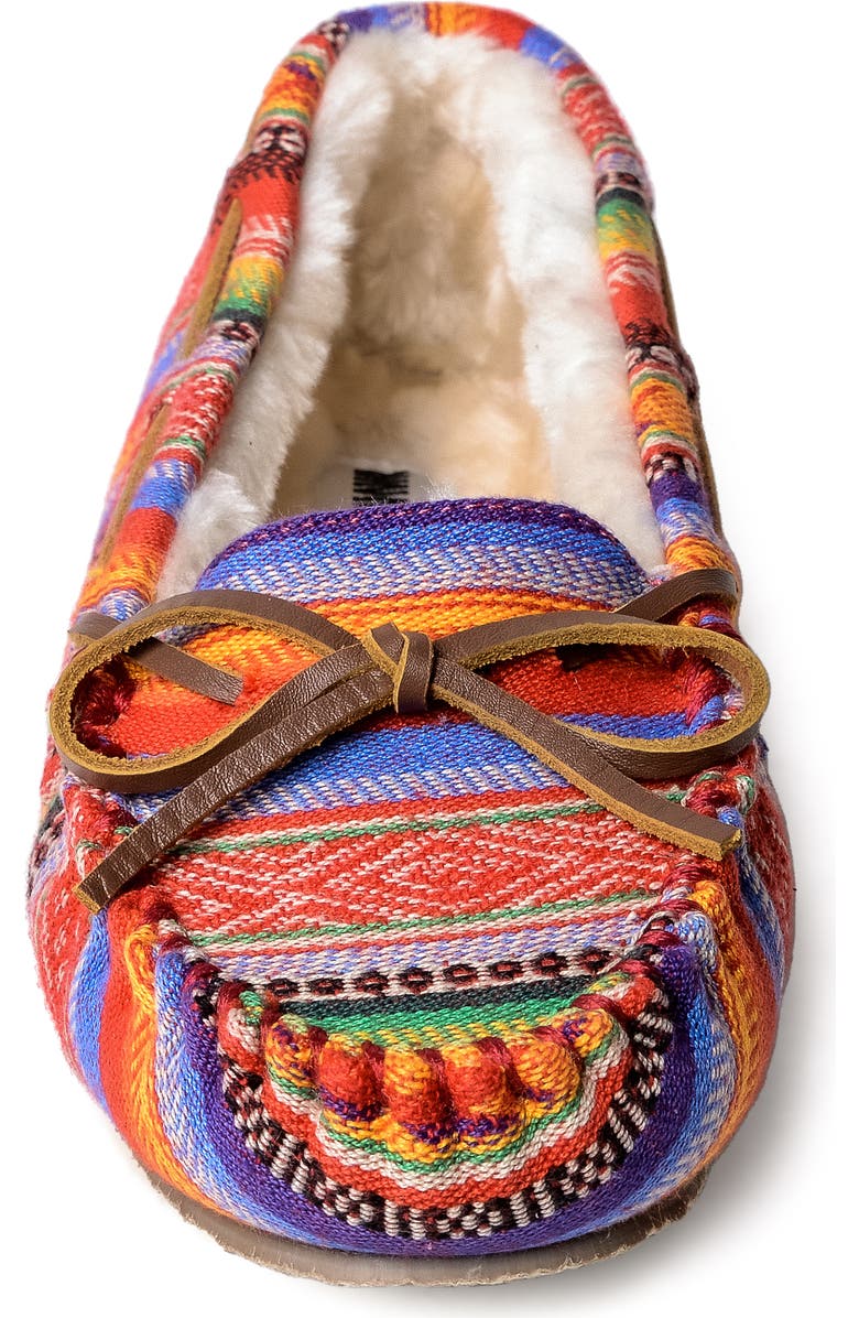 Minnetonka Cally Faux Fur Lined Slipper, Alternate, color, Frisco Stripe