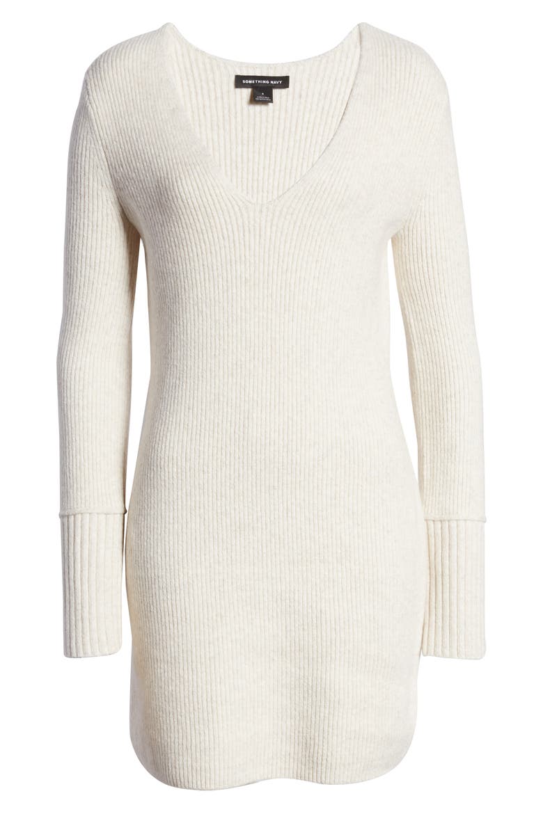 Fitted Long Sleeve Tunic Sweater Dress (Nordstrom Exclusive), Alternate, color, BEIGE OATMEAL LIGHT HEATHER