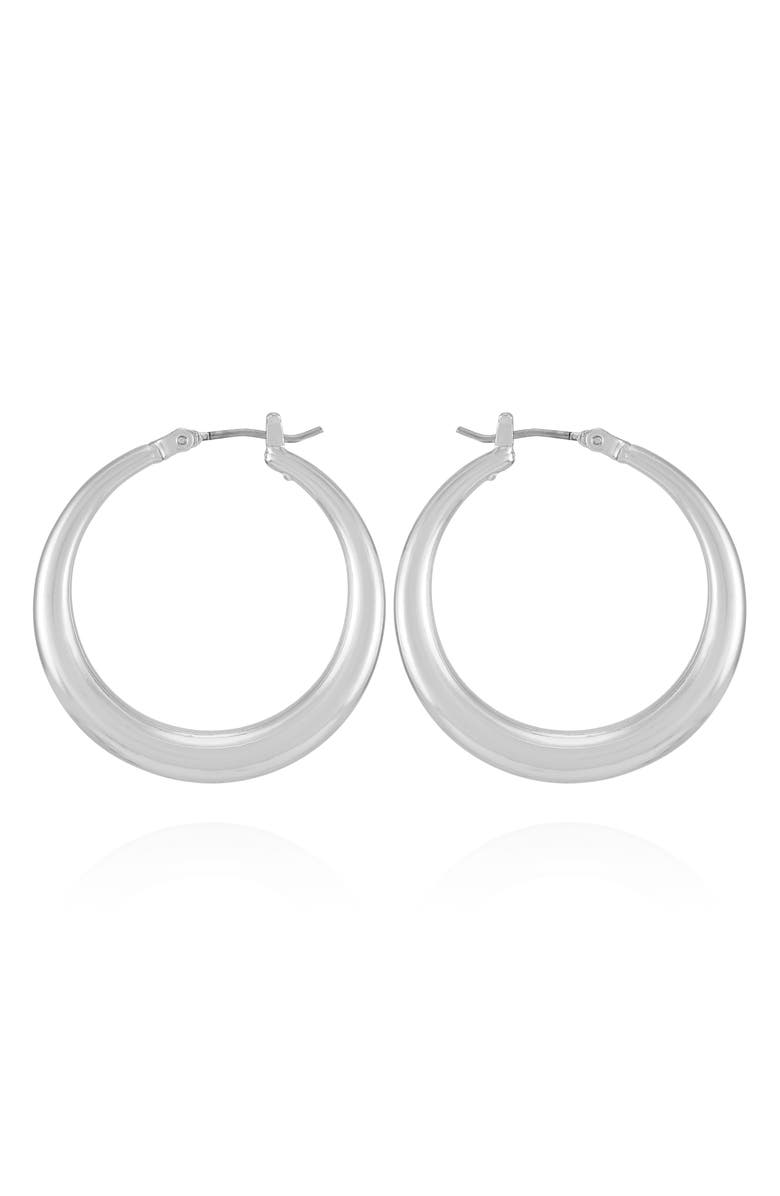 Vince Camuto Tapered Hoop Earrings, Main, color, Silver Tone