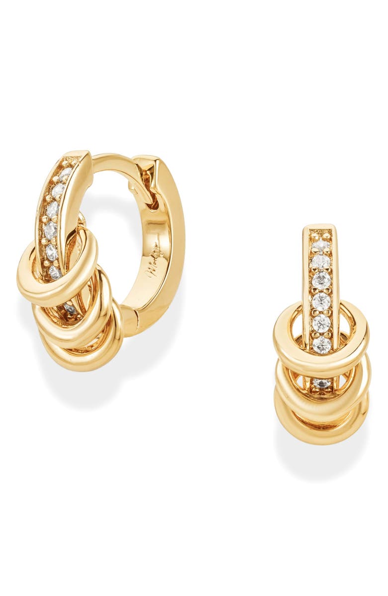 MOD + JO Levi Pavé Hugging Hoop Earrings, Main, color, Gold