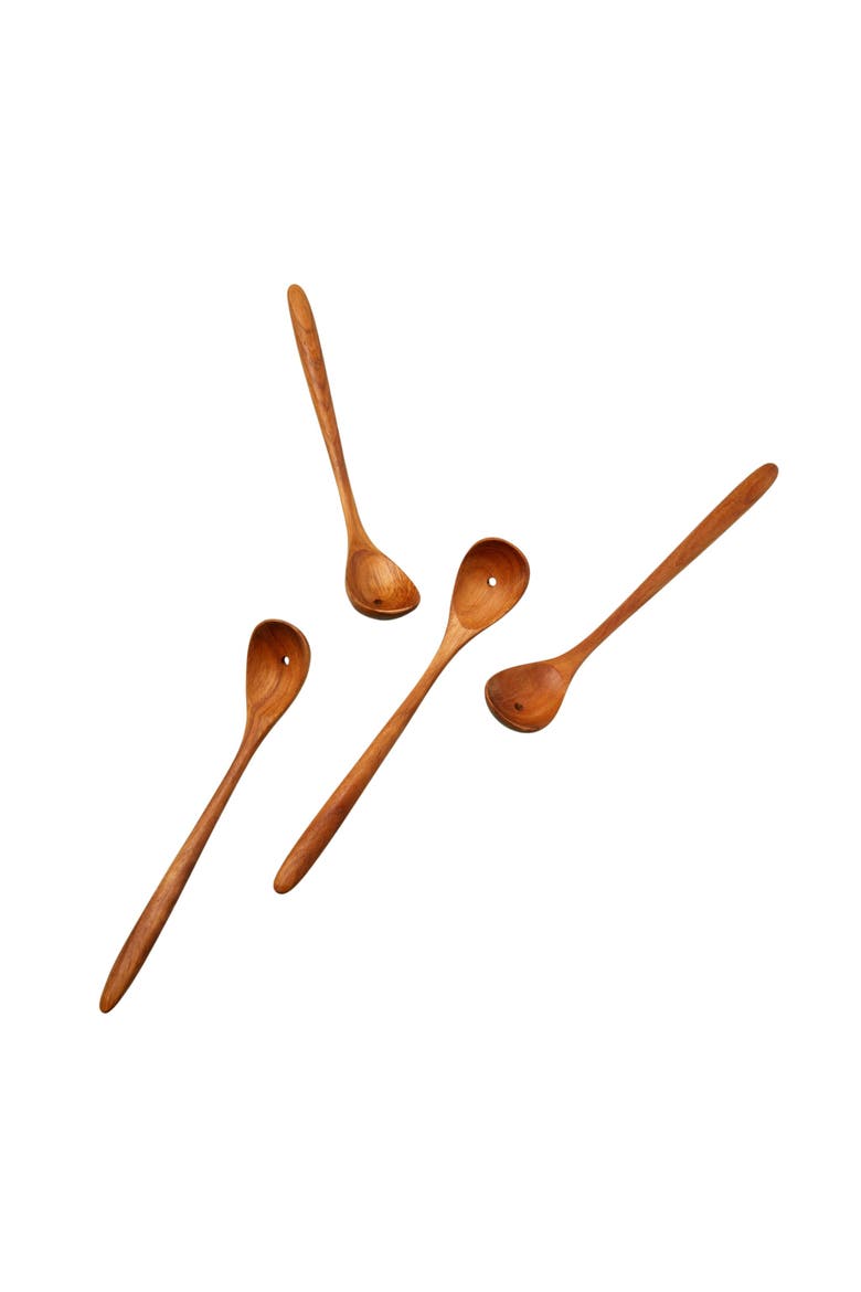 Teak Olive Spoons - Set of 4, Main, color, Teak