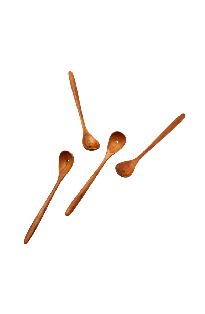 Be Home Teak Olive Spoons - Set of 4, Main, color, Teak