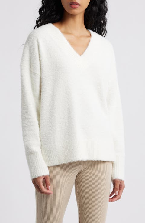 Fuzzy V-Neck Sweater