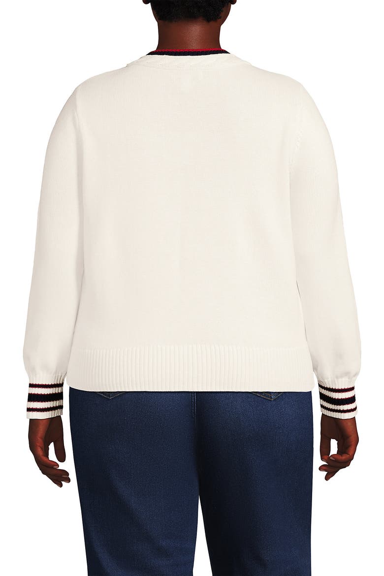 Drifter Set in Sleeve Vneck Sweater, Alternate, color, Red/Navy Tipping